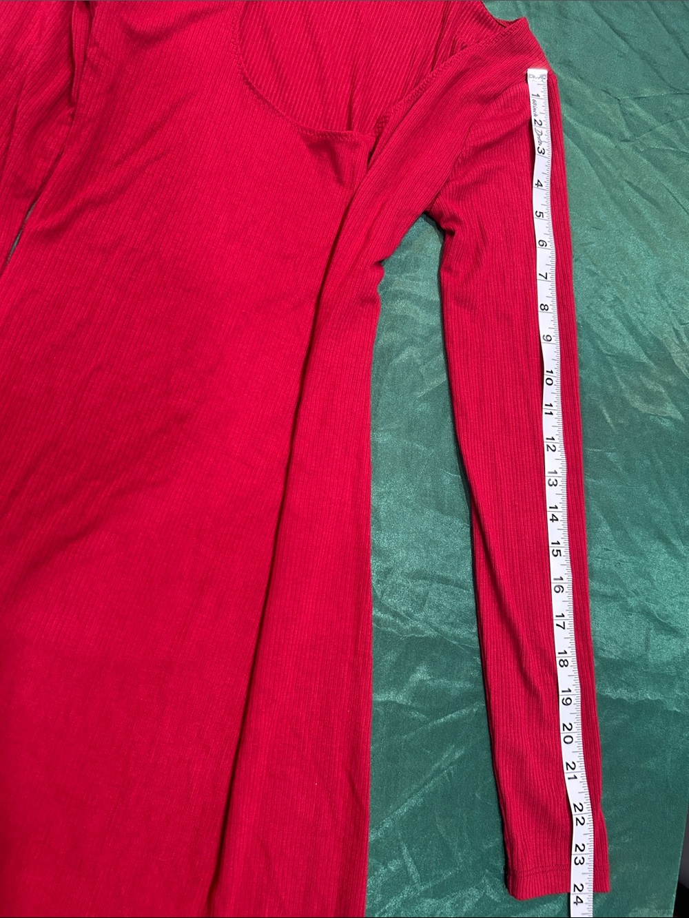 Red Ribbed Mini Dress - Picture 6 of 7